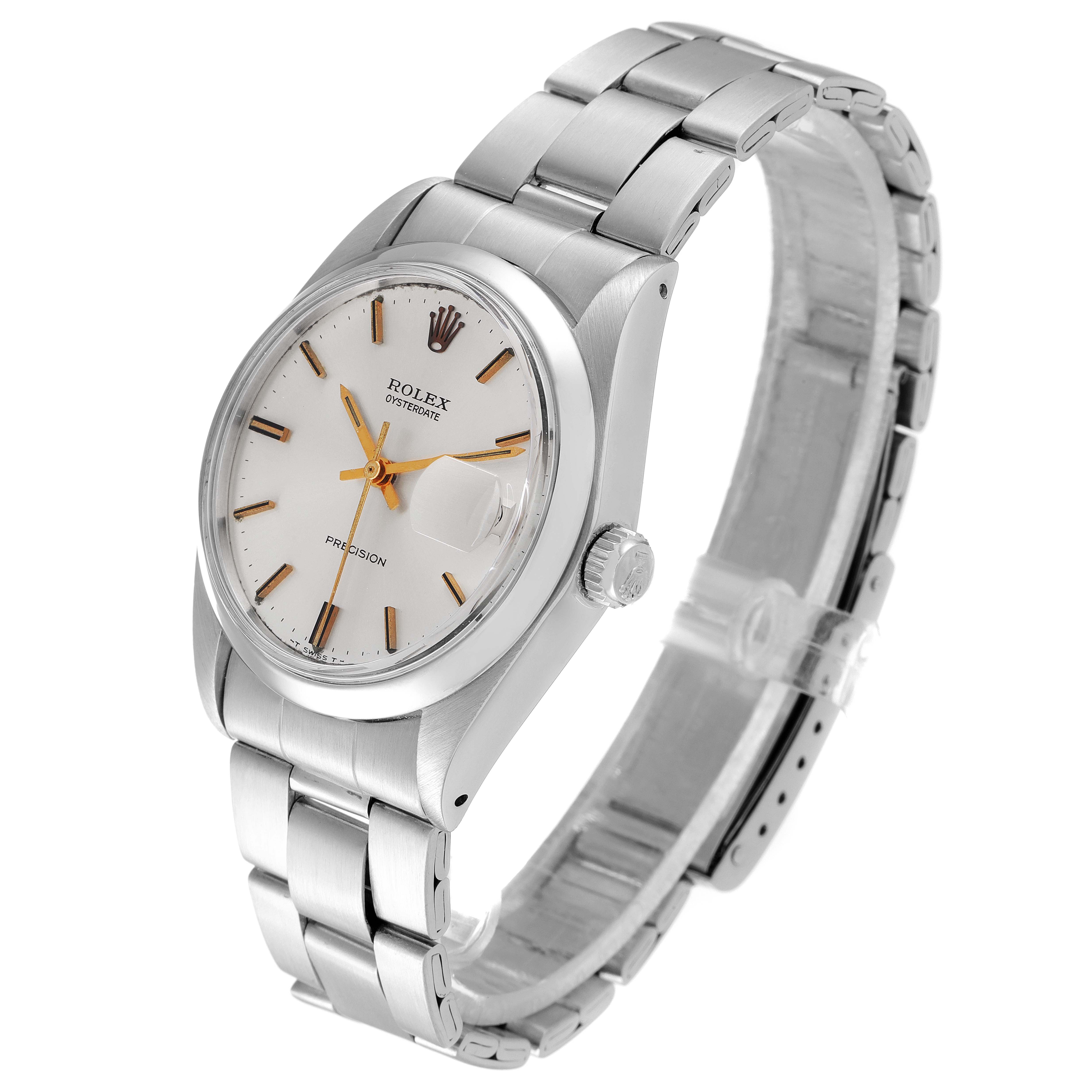 The Rolex Vintage Collection 6694 Men's Stainless Steel Silver Dial 6694 Men's Stainless Steel Silver Dial watch is shown at an angled side view, highlighting the dial, bezel, bracelet, and crown.