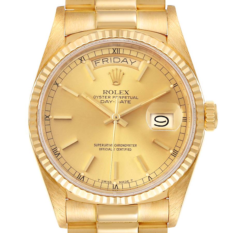 Rolex President Day-Date 36mm Yellow Gold Mens Watch 18038  SwissWatchExpo