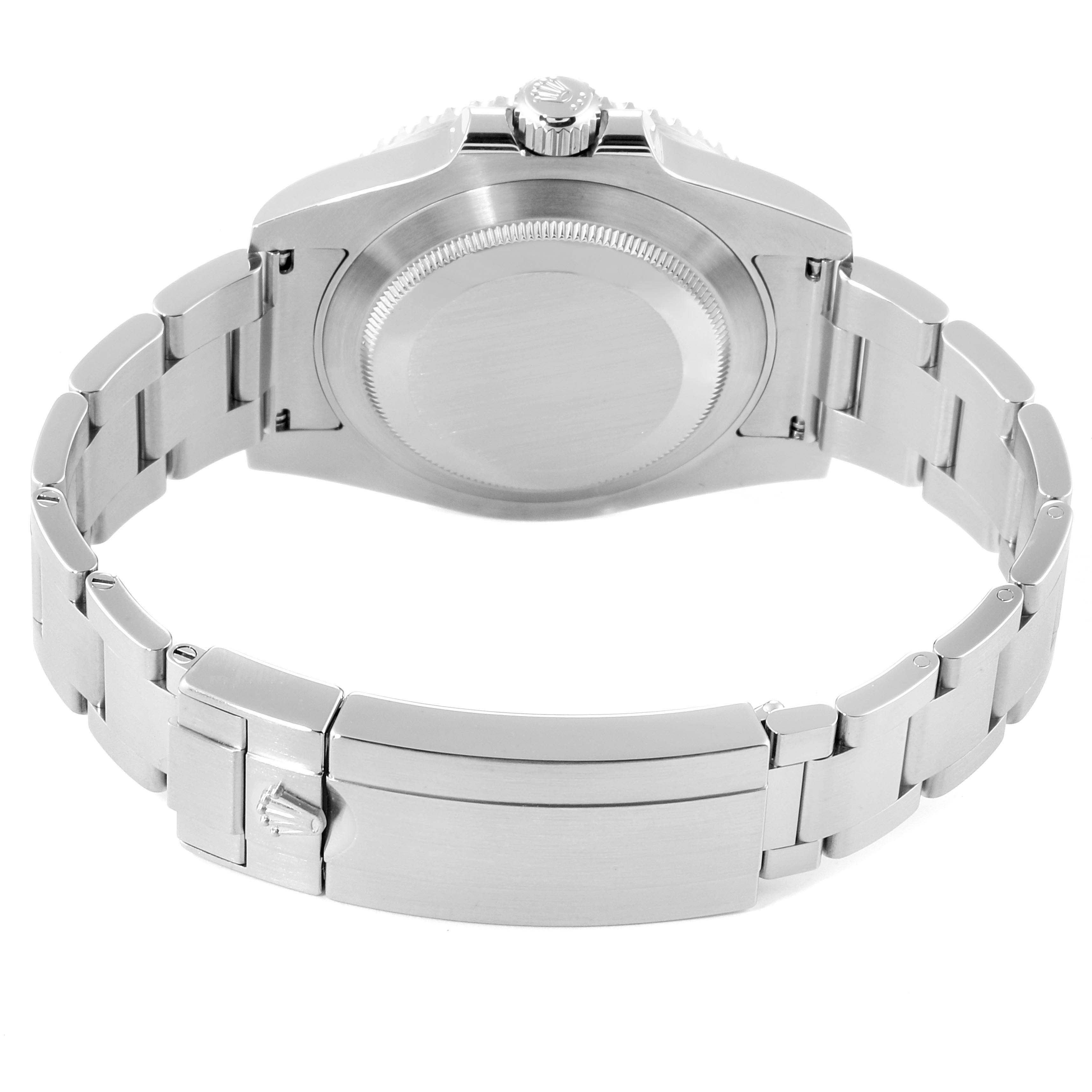 This image shows the back case and bracelet of a Rolex Submariner 114060 Men
s Stainless Steel Black Dial 114060 Men
s Stainless Steel Black Dial watch from a rear angle.