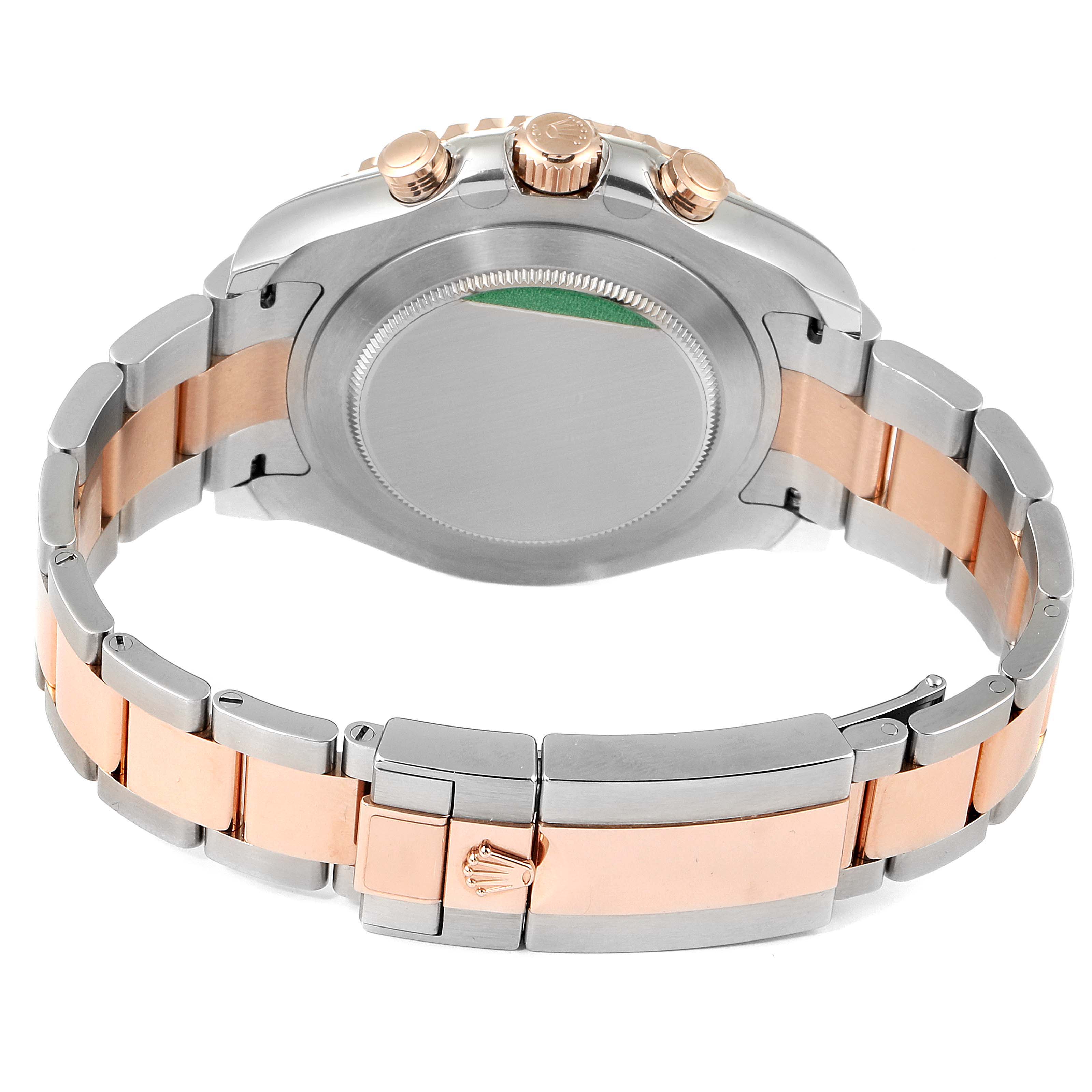 The image shows the back and bracelet of a Rolex Yacht-Master 116681 Men's Steel and Gold (two tone) White Dial 116681 Men's Steel and Gold (two tone) White Dial watch, featuring a two-tone metal design.