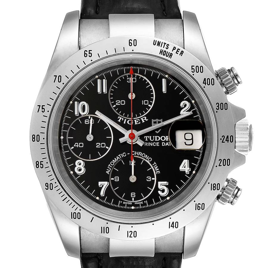 Tudor Tiger Woods Chronograph Black Dial Steel Mens Watch 79280 Papers SwissWatchExpo