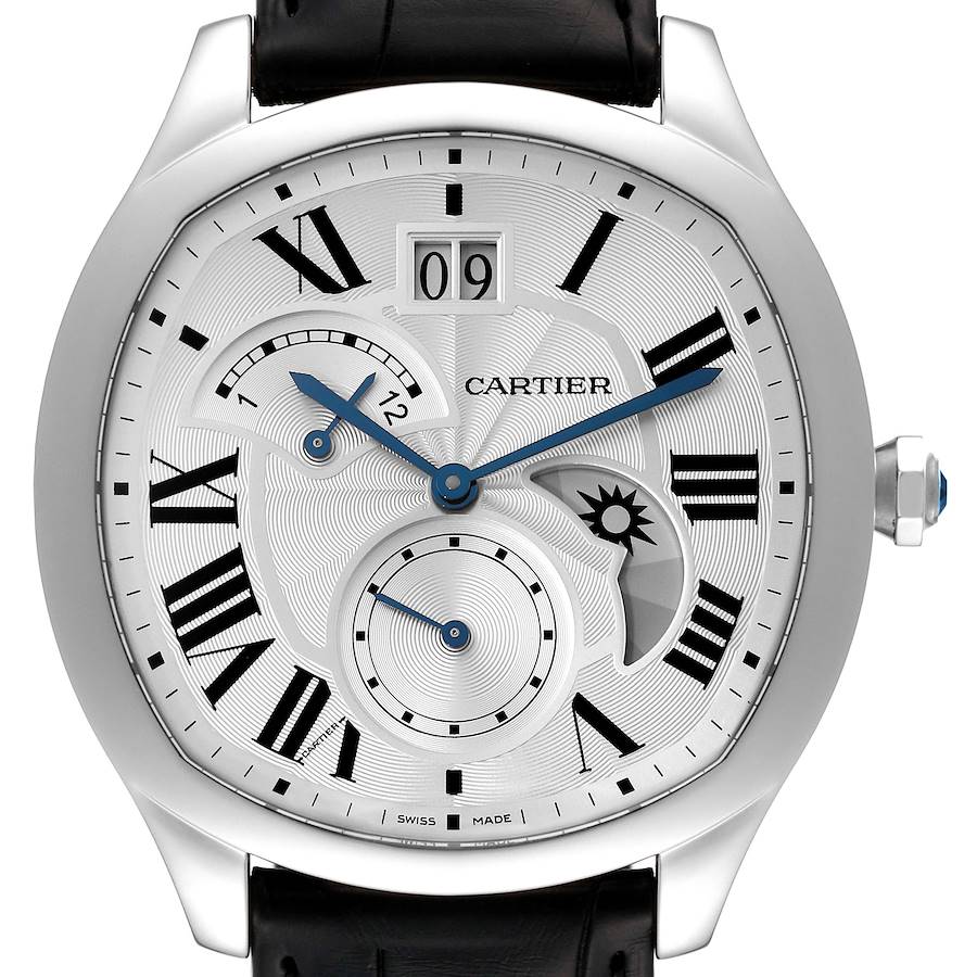Cartier Drive Retrograde Large Day Night Indicator Steel Mens Watch WSNM0005 Box Papers SwissWatchExpo