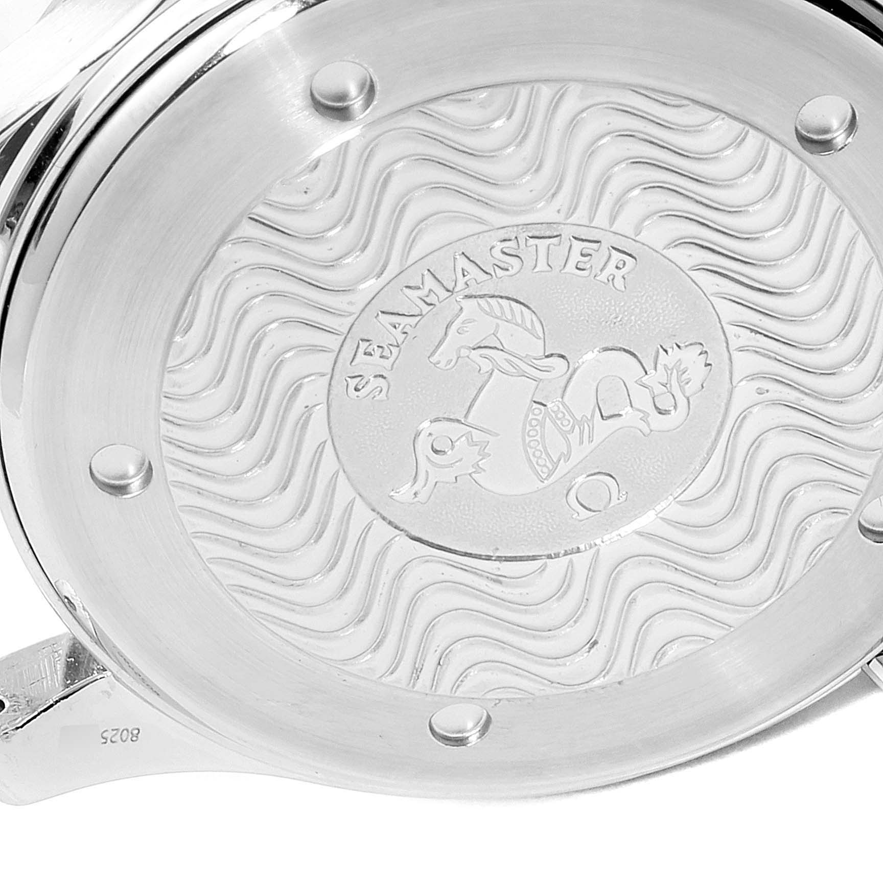 This image shows the back case of the Omega Seamaster 2254.50.00 Men's Stainless Steel Black Dial 2254.50.00 Men's Stainless Steel Black Dial watch, featuring an embossed design and the model name.