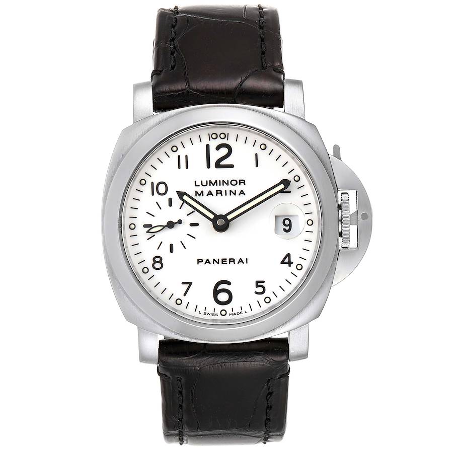 Panerai Luminor Marina 40 White Dial Mens Watch PAM00049 Box