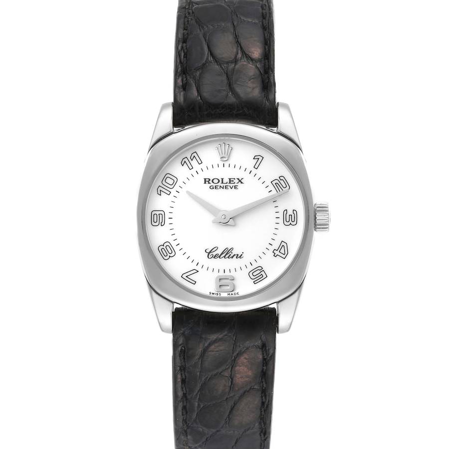 Rolex Cellini Danaos White Gold Black Strap Ladies Watch 6229 SwissWatchExpo