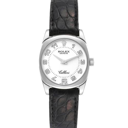 Photo of Rolex Cellini Danaos White Gold Black Strap Ladies Watch 6229