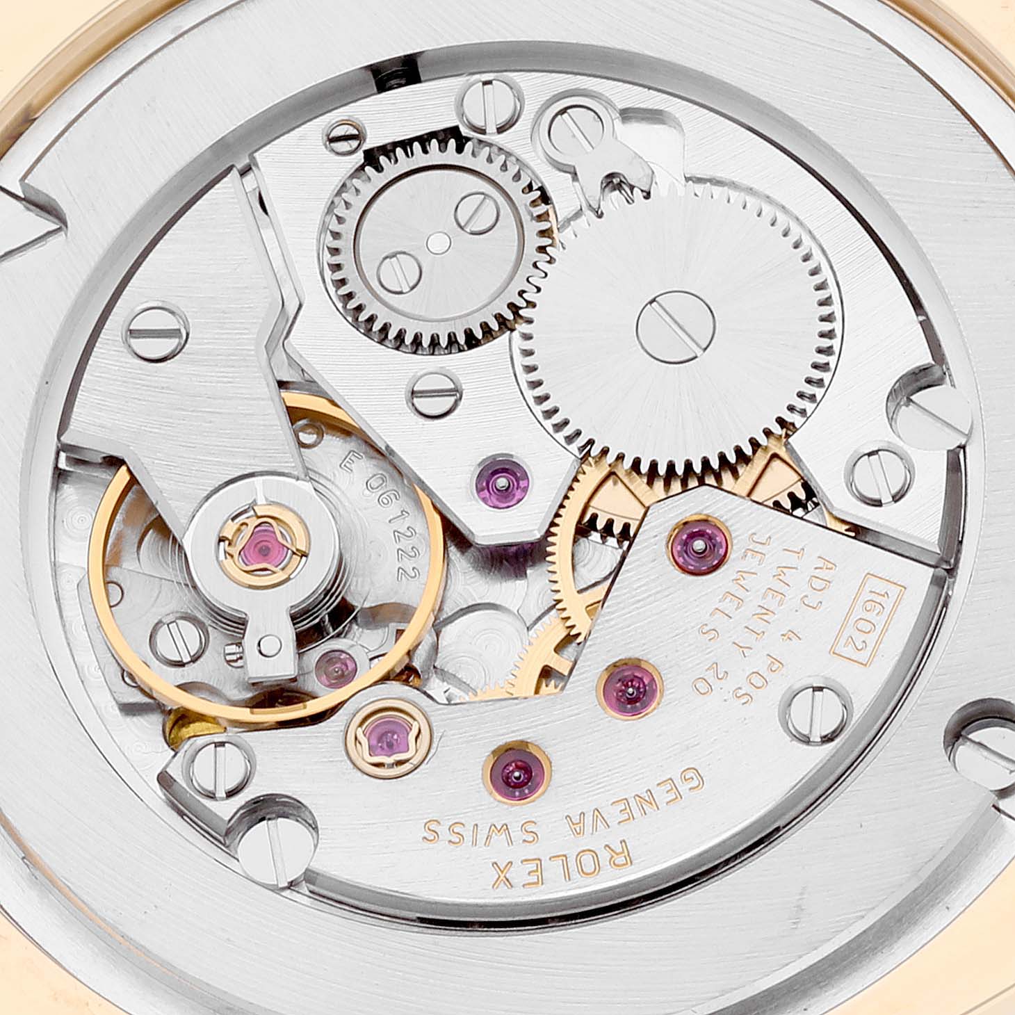 This image shows the detailed internal mechanical movement of the Rolex Cellini 4233 Men's Yellow Gold Black Dial 4233 Men's Yellow Gold Black Dial model watch.