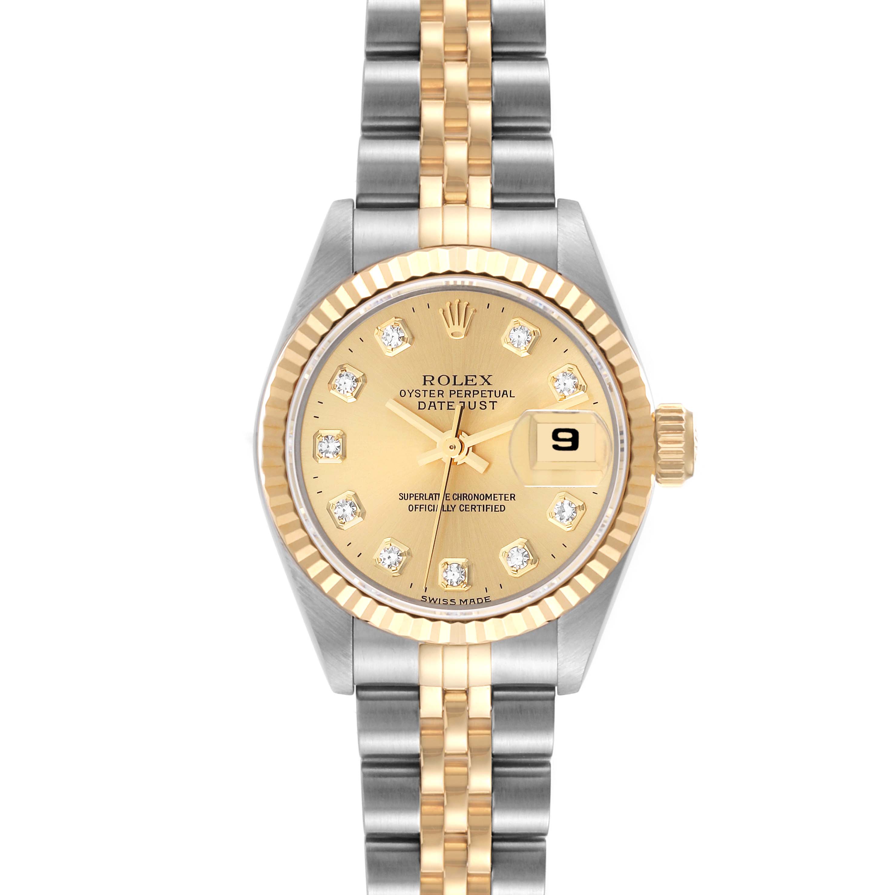 Rolex Datejust Champagne Diamond Dial Steel Yellow Gold Ladies Watch ...