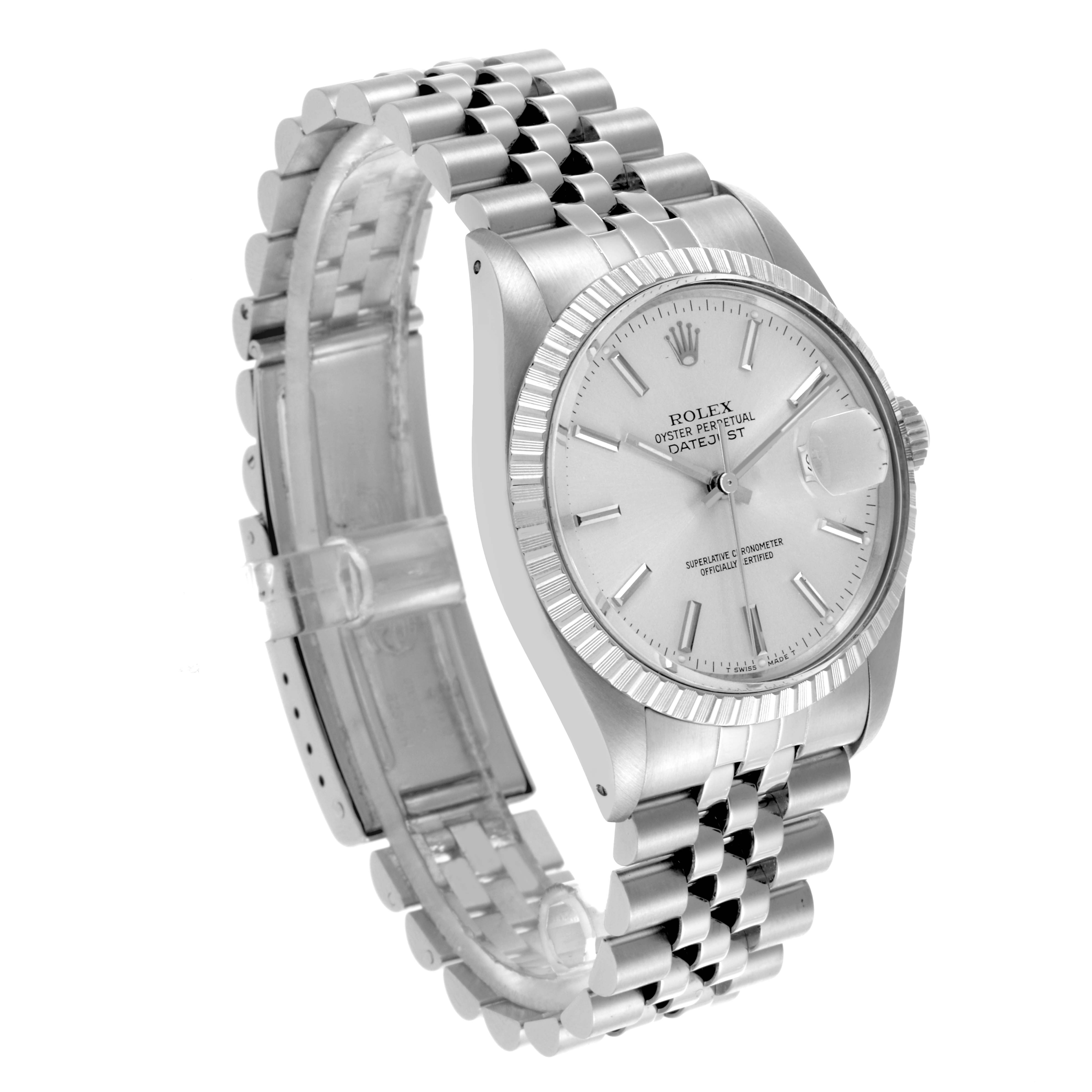 The Rolex Vintage Collection 16030 Men's Stainless Steel Silver Dial 16030 Men's Stainless Steel Silver Dial watch is shown at a three-quarter angle, highlighting the face, bezel, and bracelet.