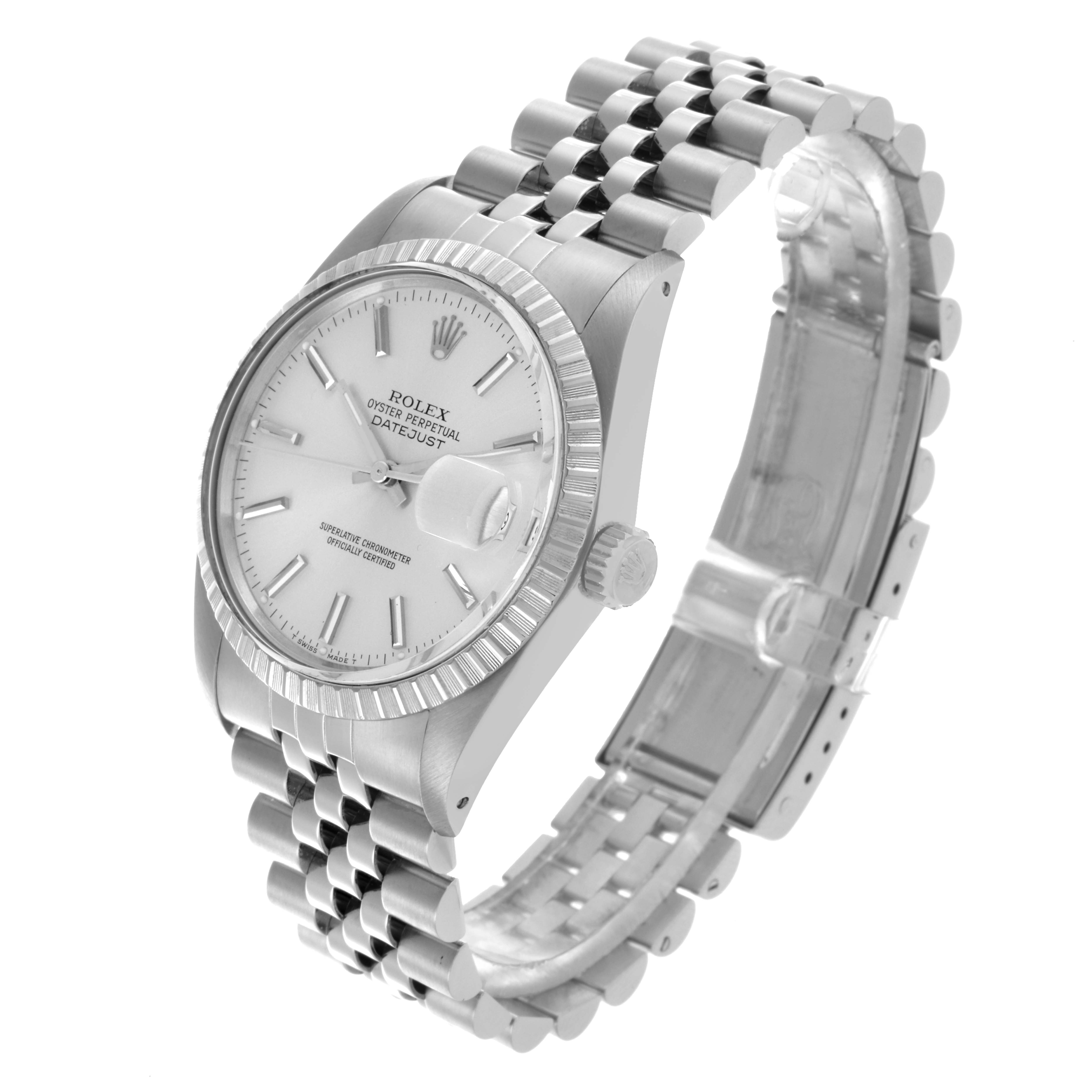 The Vintage Collection Rolex watch is shown at a three-quarter angle, displaying its face, bezel, crown, and bracelet.