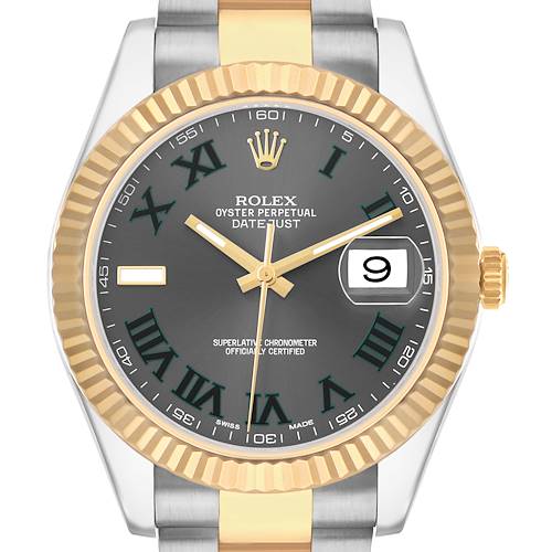 Photo of Rolex Datejust II 41 Steel Yellow Gold Wimbledon Dial Mens Watch 116333 Box Card