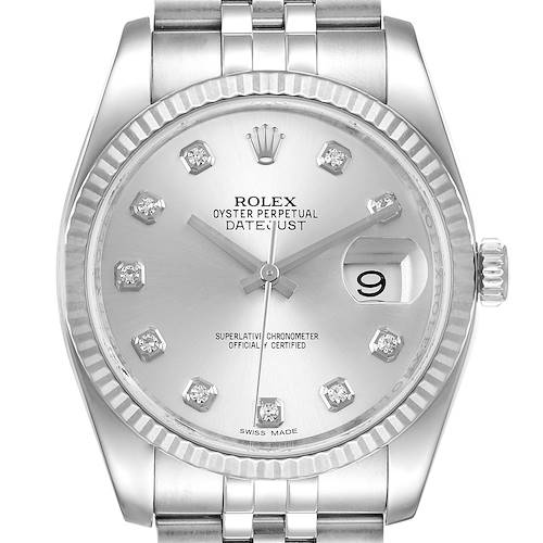 Photo of Rolex Datejust Steel White Gold Diamond Dial Mens Watch 116234 Box Papers