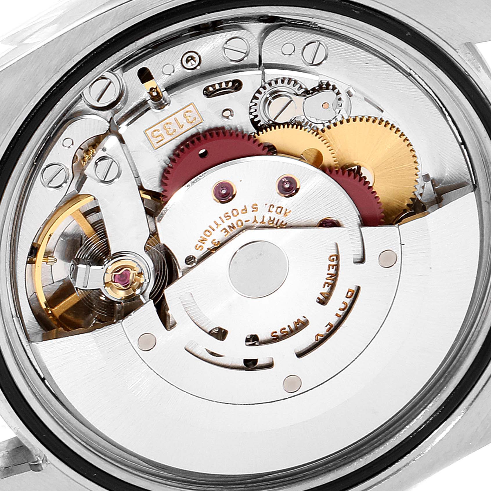 The image shows the intricate internal mechanism and movement of the Rolex Turn-o-Graph 116264 Men's Stainless Steel Black Dial 116264 Men's Stainless Steel Black Dial model from a top-down angle.