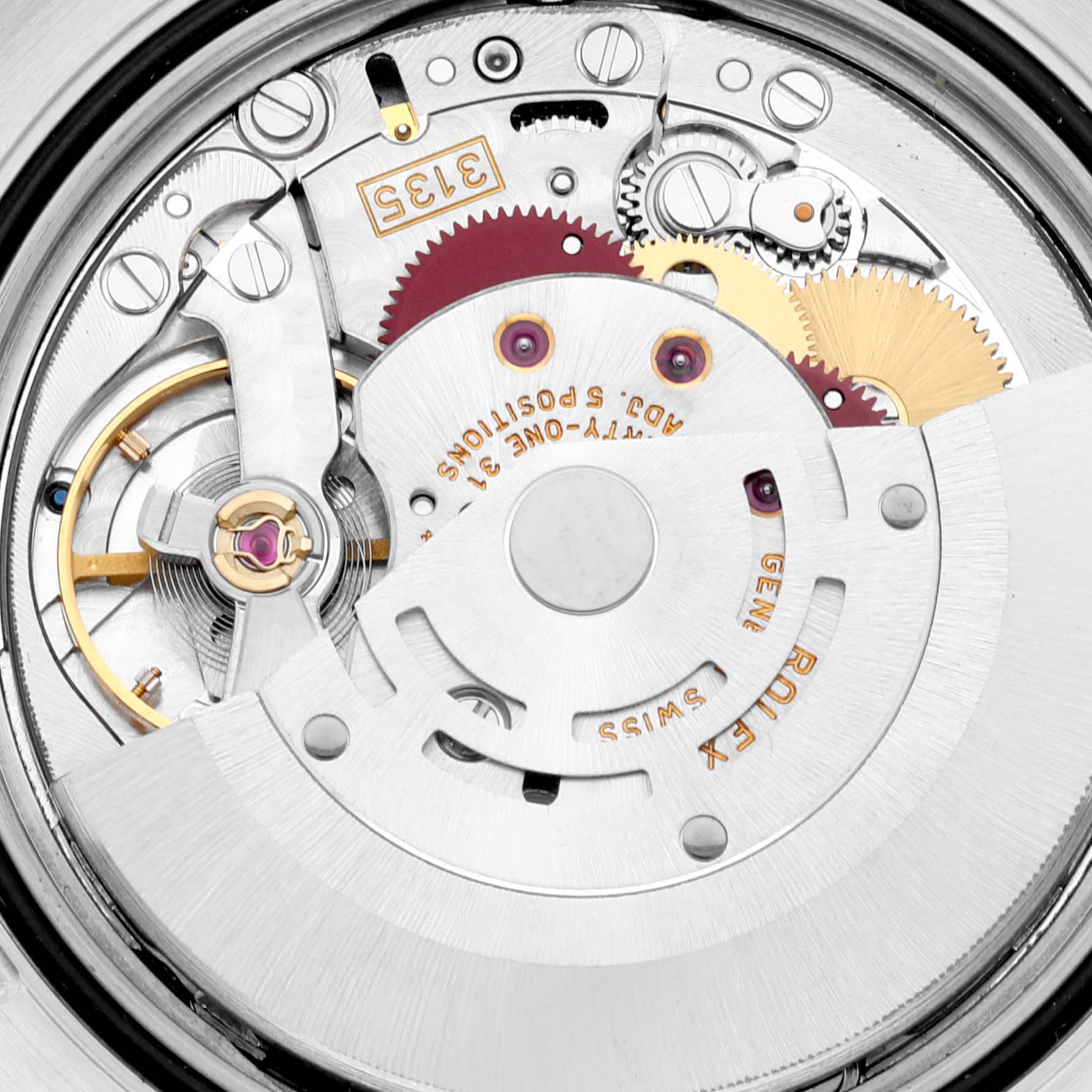 The image shows the inner mechanical movement of a Rolex Turn-o-Graph 116264 Men's Stainless Steel Blue Dial 116264 Men's Stainless Steel Blue Dial watch, viewed from the back.