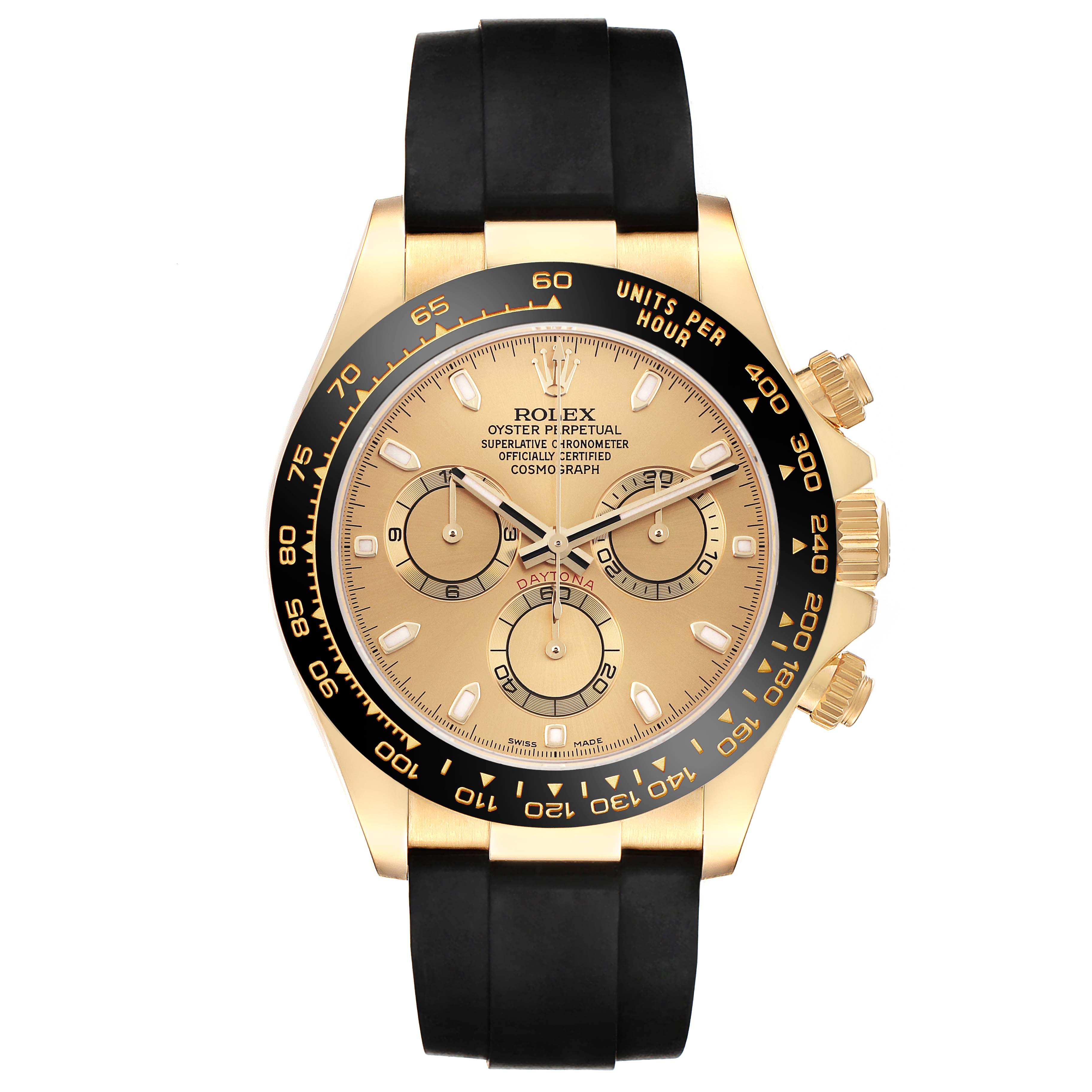 Rolex Daytona Yellow Gold Champagne Dial Mens Watch 116518 Box Card ...