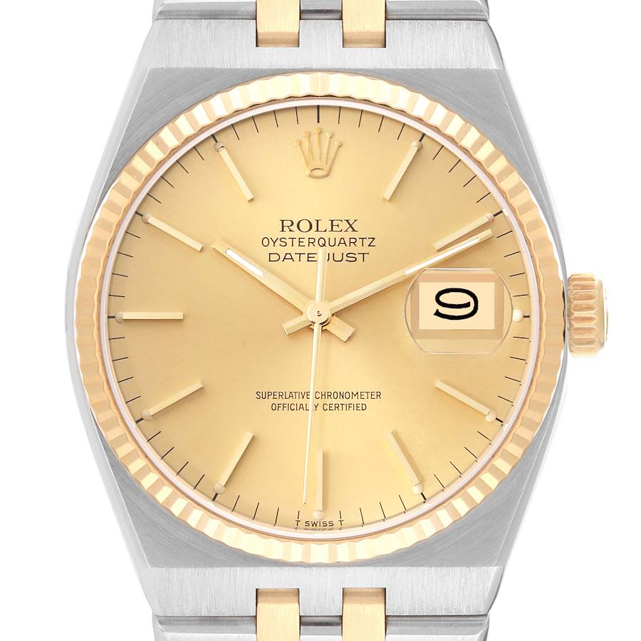 Rolex Oysterquartz Datejust Steel Yellow Gold Mens Watch 17013 Box Papers SwissWatchExpo