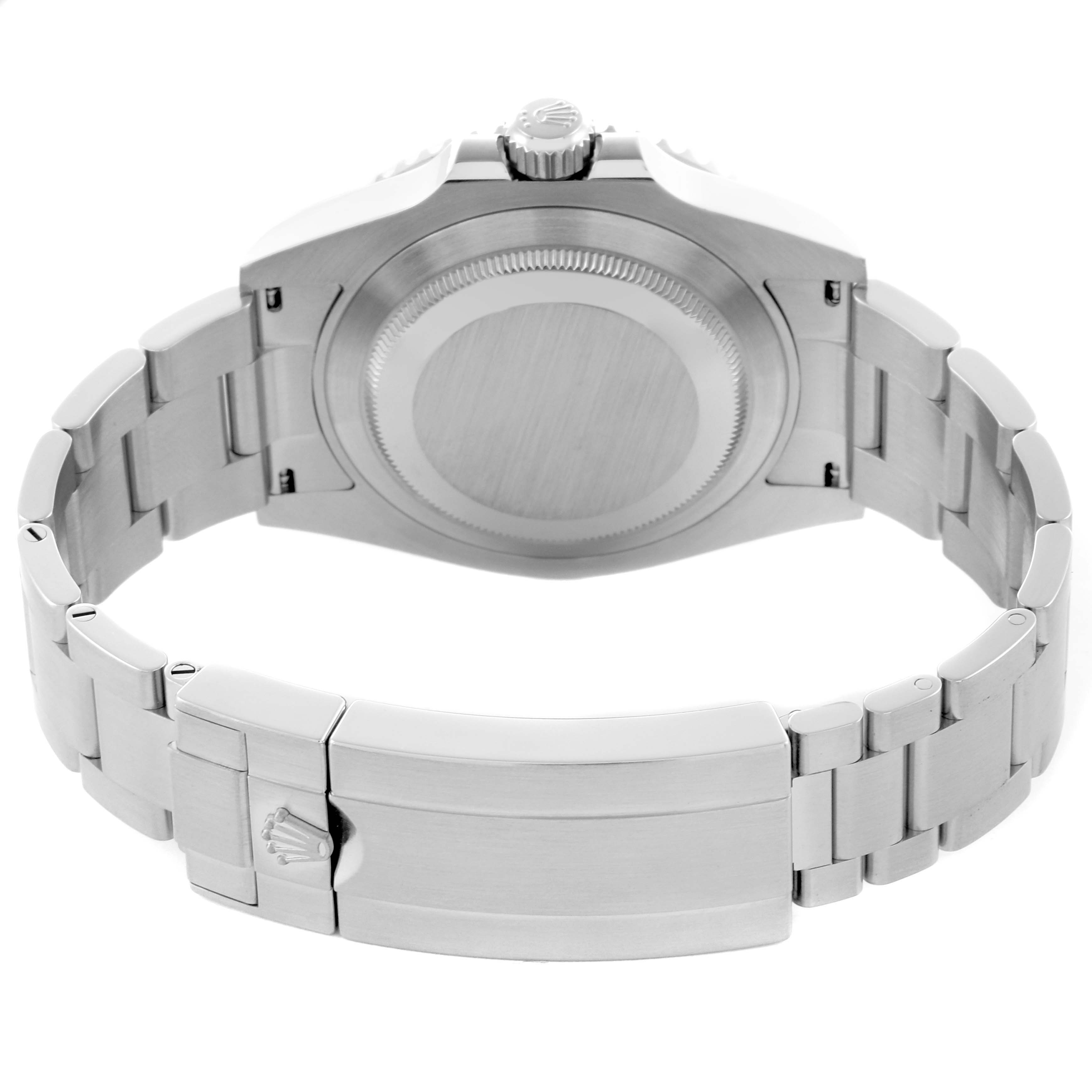 The image shows the back view of the Rolex Submariner 126610LN Men's Stainless Steel Black Dial 126610LN Men's Stainless Steel Black Dial, highlighting the bracelet, clasp, and case back.