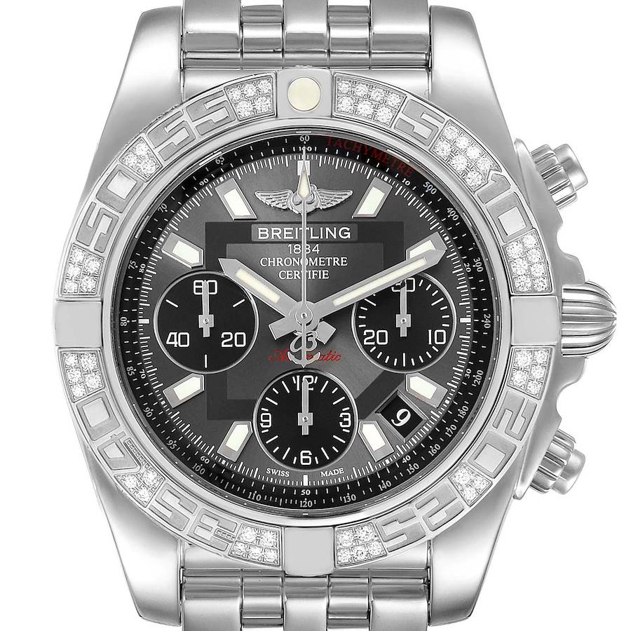 Breitling Chronomat Evolution Steel Diamond Mens Watch AB0140 Box Papers SwissWatchExpo