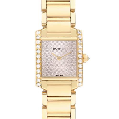 Photo of Cartier Tank Francaise Yellow Gold Rose Dial Diamond Ladies Watch WE1021R8