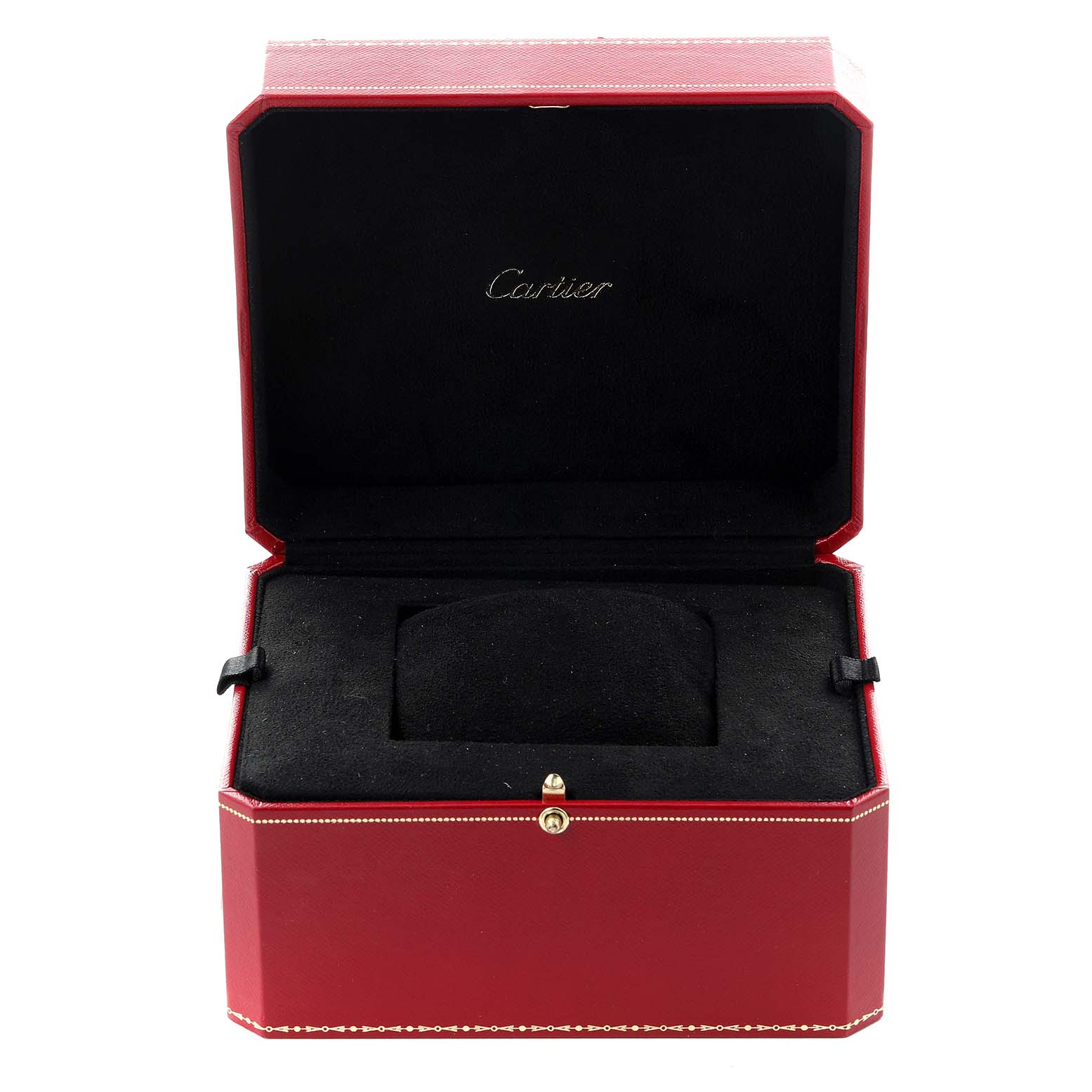 The image shows an open Cartier box designed for the Tank Solo model watch, with no watch or accessories inside.