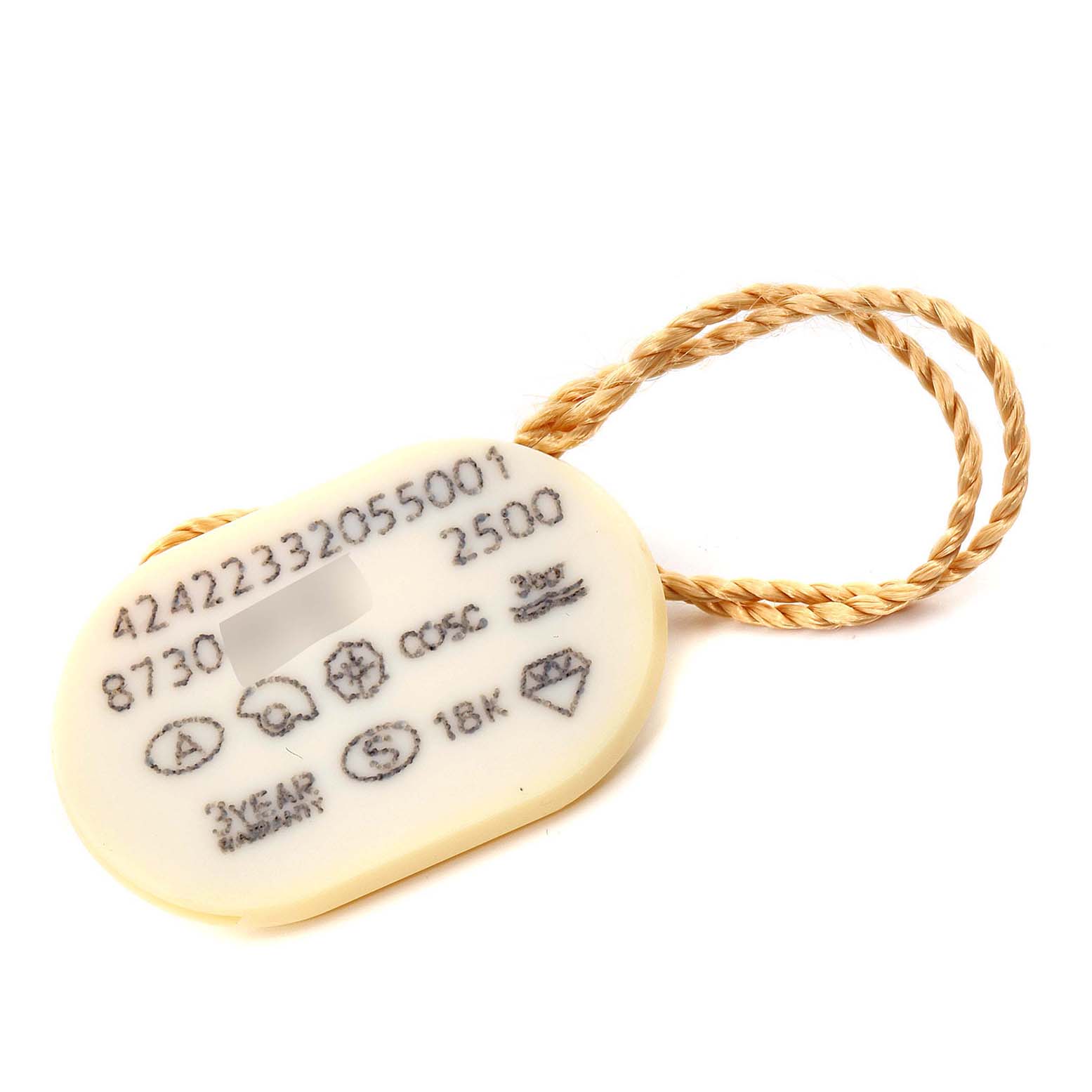 This image shows the tag for the Omega 424.22.33.20.55.001 Women's Steel and Gold (two tone) Mother of Pearl Dial 424.22.33.20.55.001 Women's Steel and Gold (two tone) Mother of Pearl Dial DeVille Prestige Butterfly Diamond Watch 424.22.33.20.55.001.