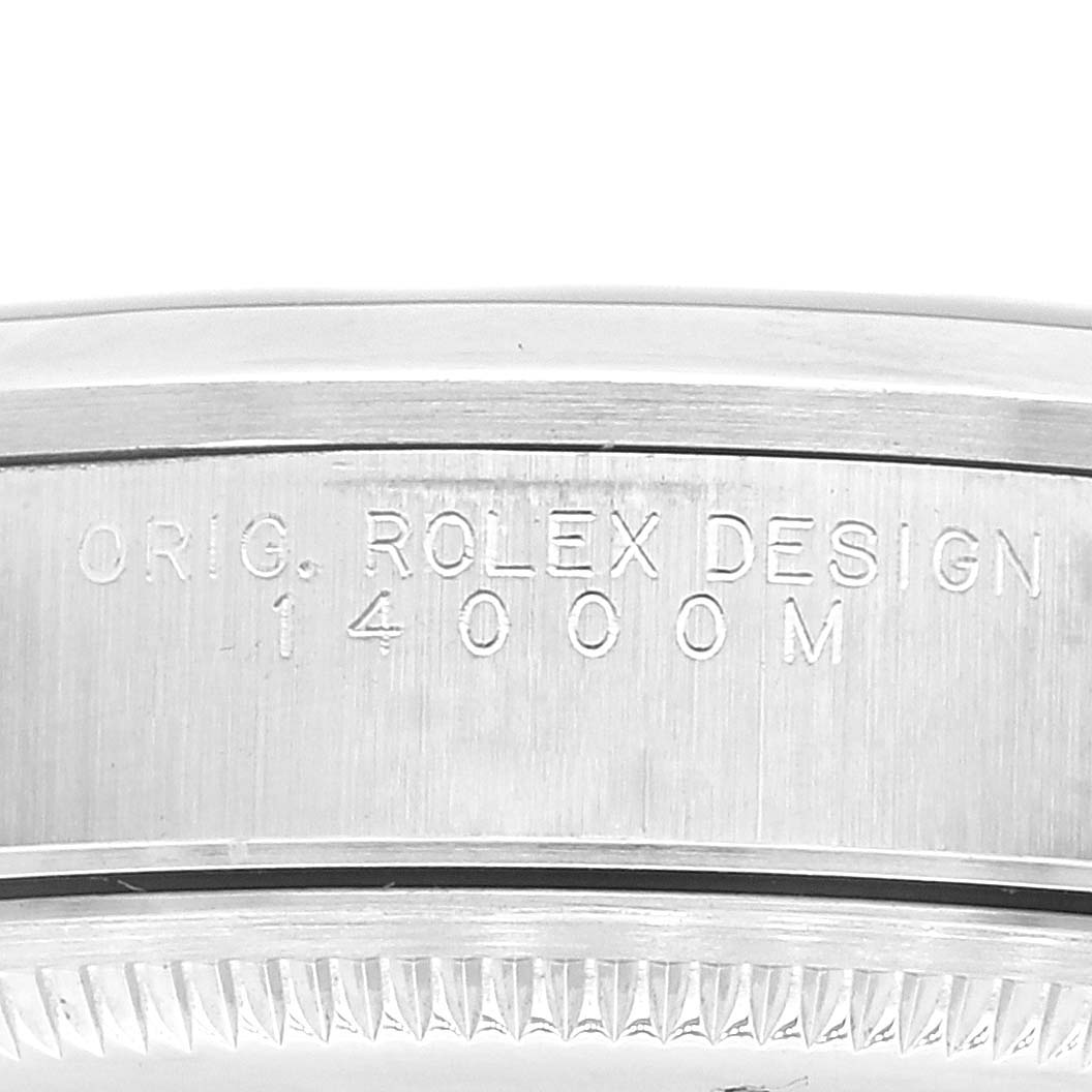 The image shows a close-up of the side engraving on the Rolex Air-King 14000 Men's Stainless Steel Blue Dial 14000 Men's Stainless Steel Blue Dial watch case.