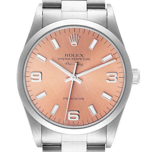 Photo of Rolex Air King 34mm Salmon Dial Domed Bezel Steel Mens Watch 14000 Box Papers