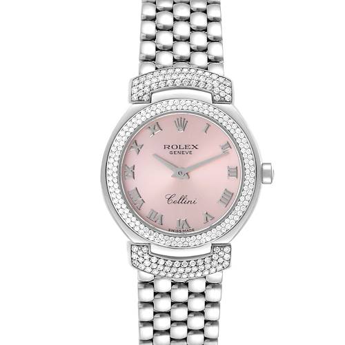 Photo of Rolex Cellini Cellissima White Gold Pink Dial Diamond Ladies Watch 6673
