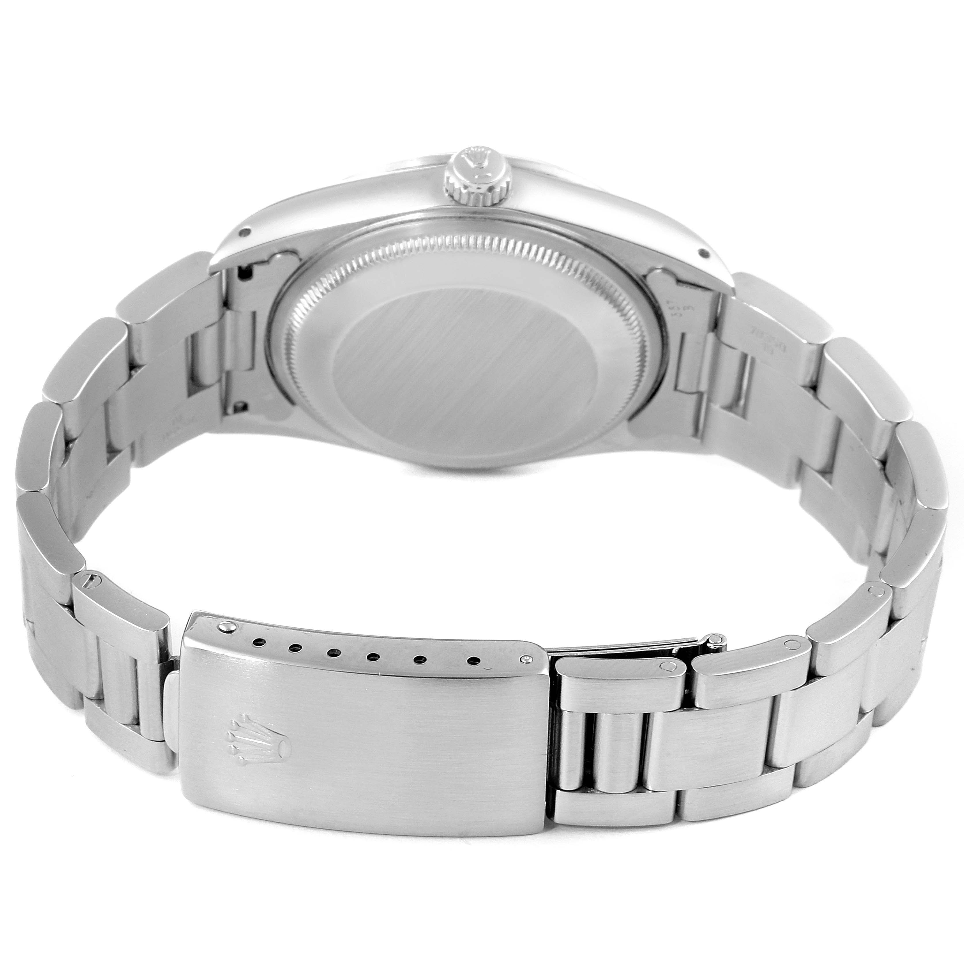 This image shows the back view and clasp of a Rolex Date 15200 Men's Stainless Steel Silver Dial 15200 Men's Stainless Steel Silver Dial model watch.