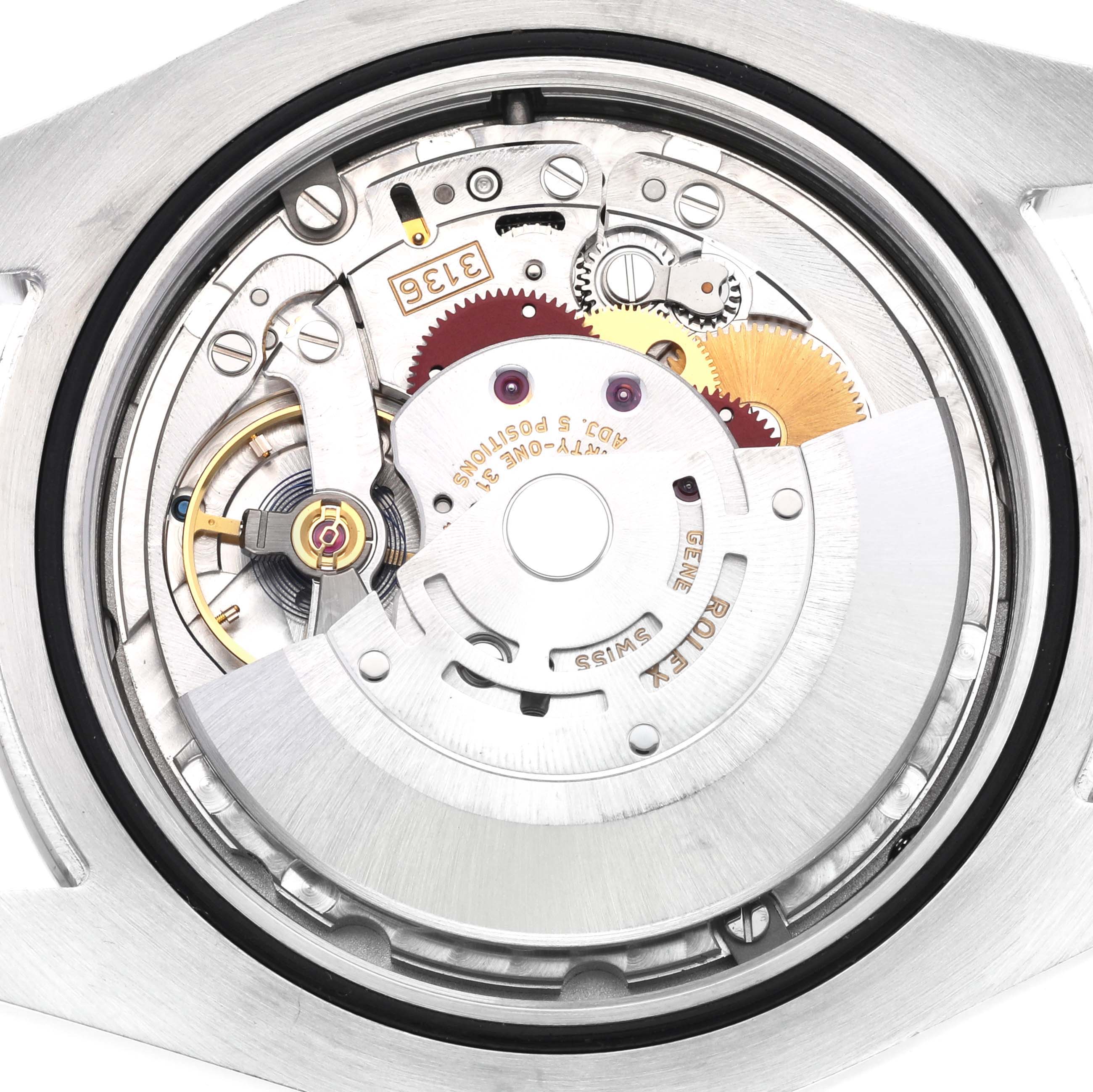 This image shows the movement mechanism of the Rolex Datejust 41 116334 Men's Stainless Steel Black Dial 116334 Men's Stainless Steel Black Dial viewed from the rear.