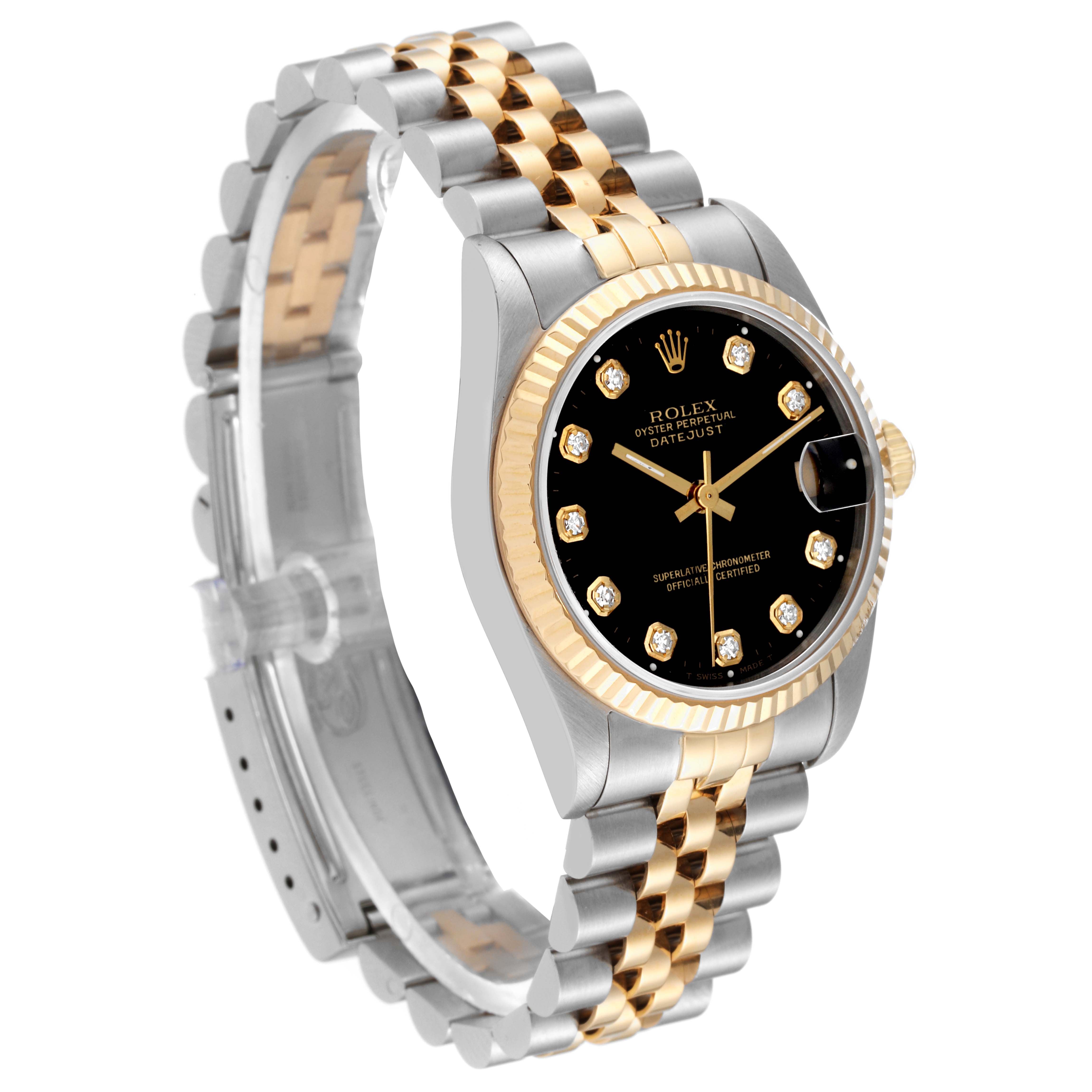 ROLEX DATEJUST 68273 4コマ Rolex Datejust Two-tone 68273 Diamond Black Dial Watch