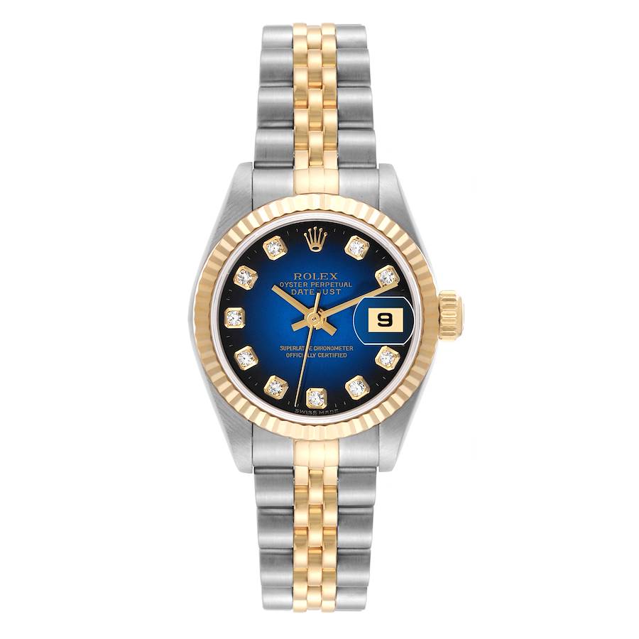 Rolex Datejust Steel Yellow Gold Blue Vignette Diamond Dial Ladies