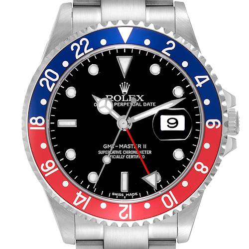 Photo of Rolex GMT Master II Blue Red Pepsi Error Dial Steel Mens Watch 16710 Box Papers