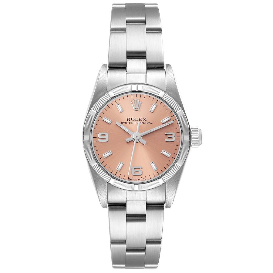 Rolex Oyster Perpetual Salmon Dial Steel Ladies Watch 76030