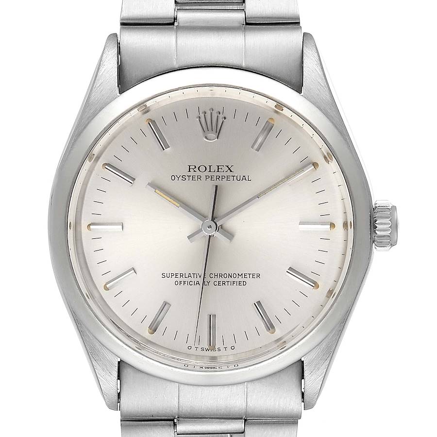 Rolex Oyster Perpetual Silver Dial Vintage Steel Mens Watch 1002 SwissWatchExpo