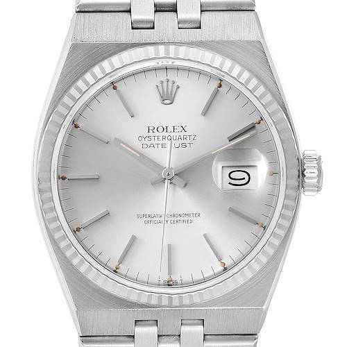 Photo of Rolex Oysterquartz Datejust Steel White Gold Fluted Bezel Watch 17014