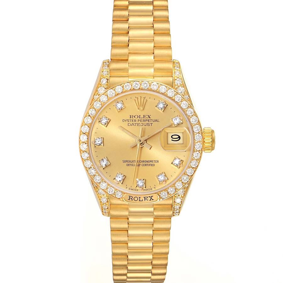 Rolex President Datejust Yellow Gold Diamond Ladies Watch 69158 Box Papers SwissWatchExpo