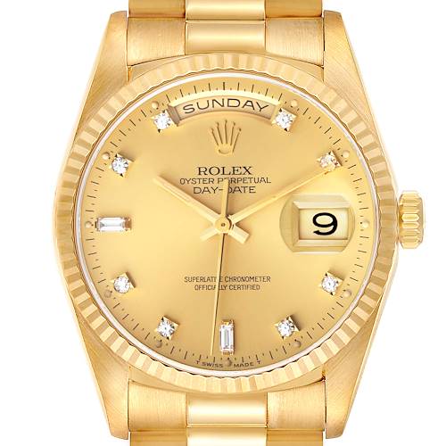Photo of Rolex President Day-Date 36mm Yellow Gold Diamond Dial Mens Watch 18238