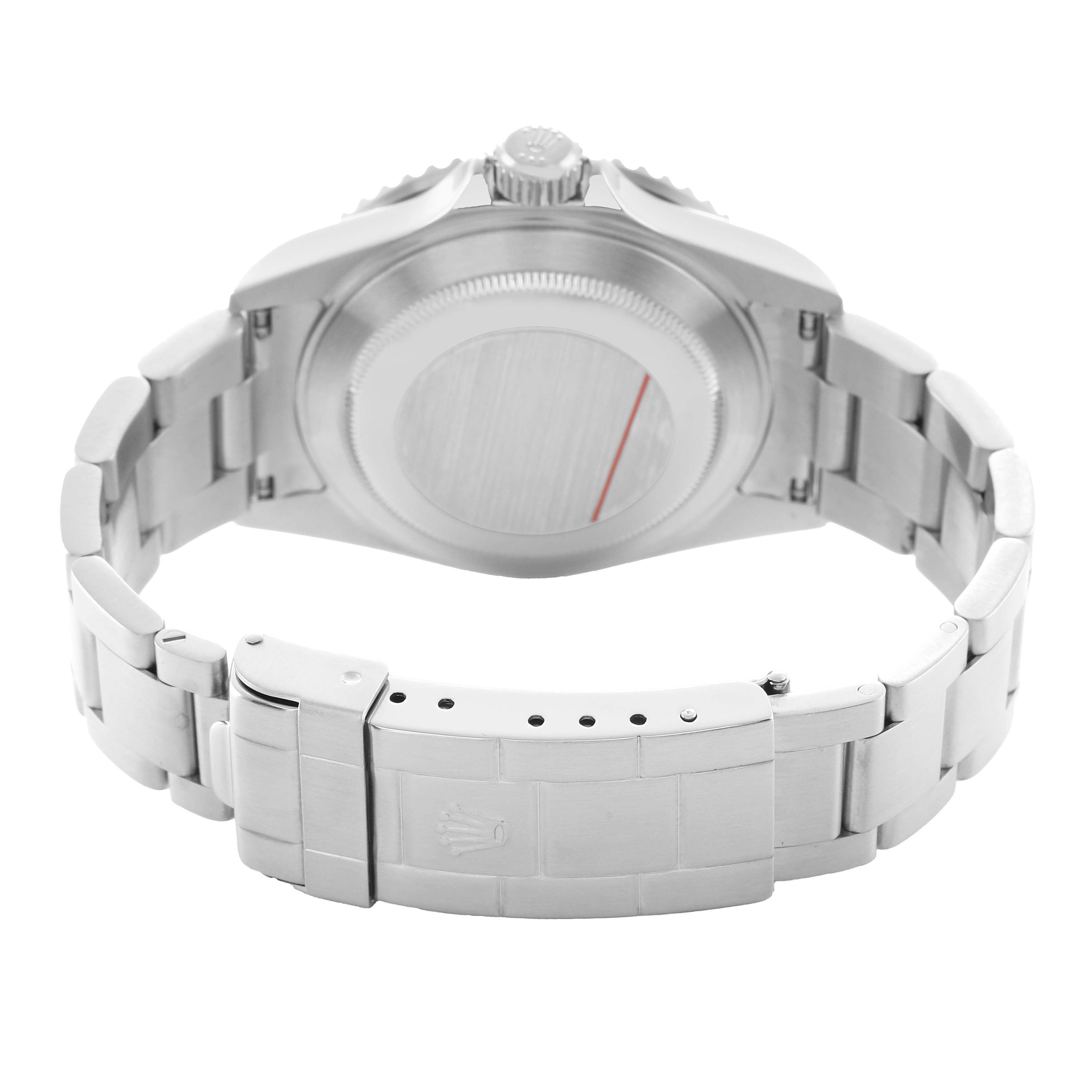 The image shows the back case and bracelet of a Rolex Submariner 16610 Men's Stainless Steel Black Dial, viewed from the rear angle.