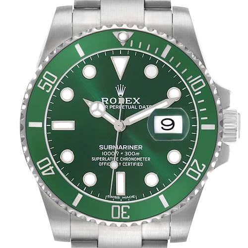 Photo of Rolex Submariner Hulk Steel Green Dial Bezel Mens Watch 116610LV Box Card