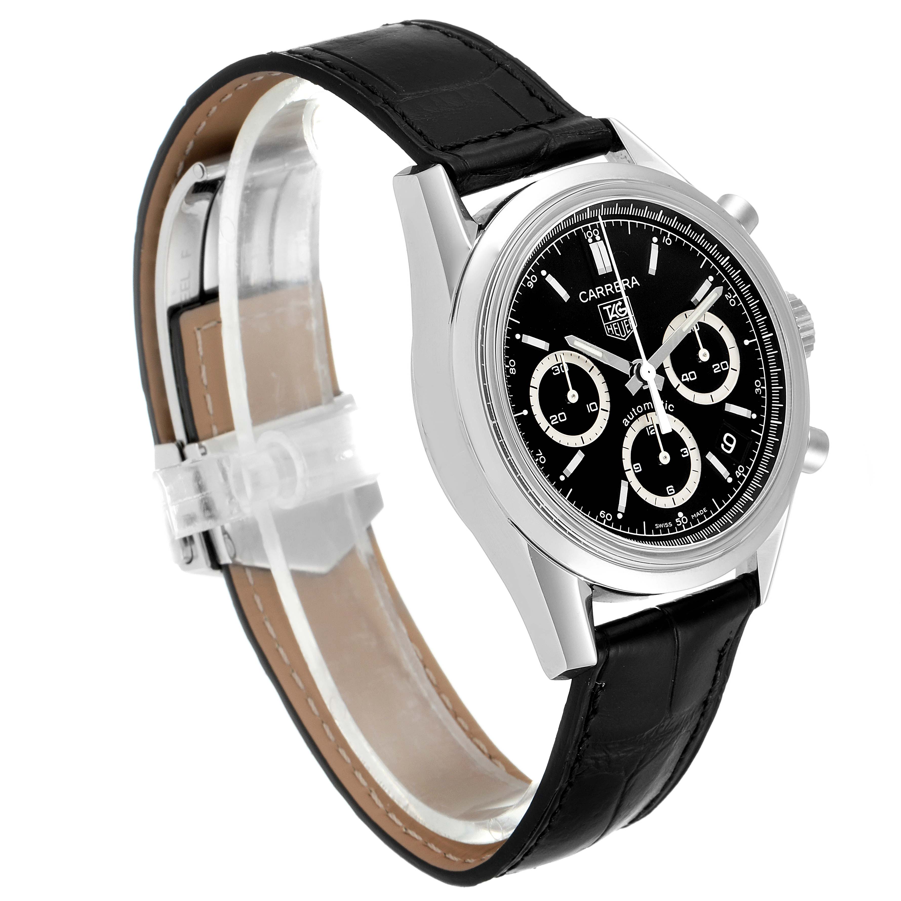 Tag Heuer Carrera Black Dial Chronograph Steel Mens Watch CV2113 | SwissWatchExpo