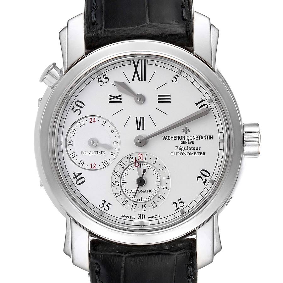 Vacheron Constantin Malte Dual Time Regulator White Gold Mens Watch 42005 SwissWatchExpo