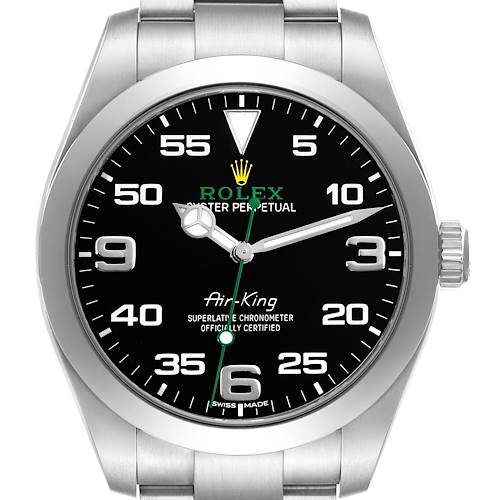 Photo of Rolex Air King 40 Steel Black Dial Green Hand Mens Watch 116900 Box Card