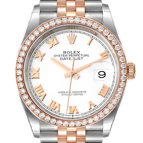Photo of Rolex Datejust 36 Steel Rose Gold Diamond Unisex Watch 126281 Unworn