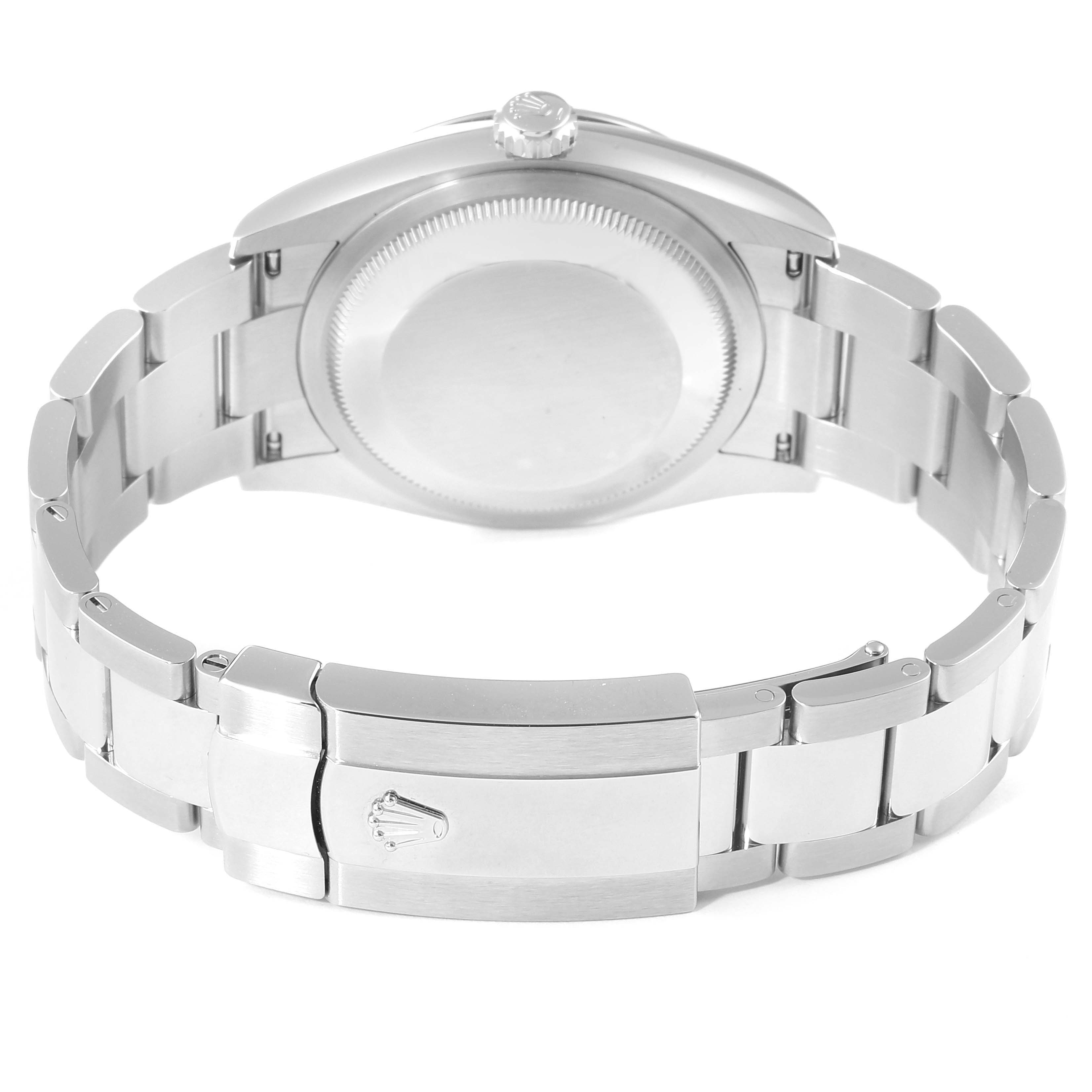 The image shows the back view of a Rolex Datejust 126234 Men's Stainless Steel Blue Dial 126234 Men's Stainless Steel Blue Dial watch, focusing on the case back and the clasp.