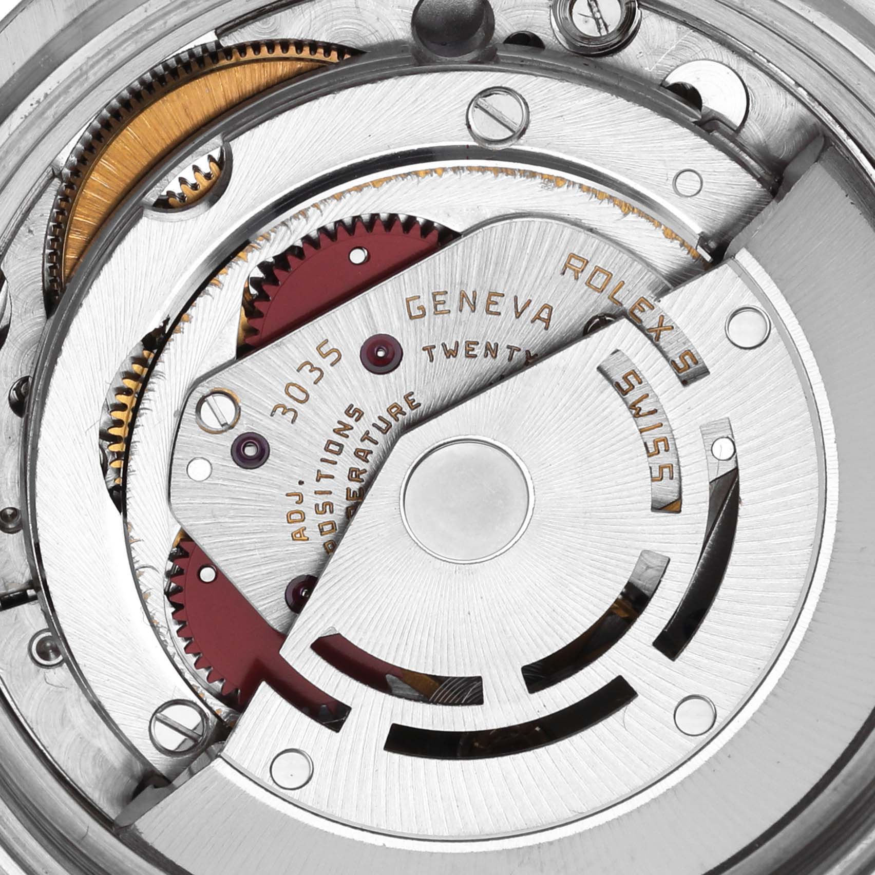 This image shows a close-up view of the internal movement mechanism of the Vintage Collection model by Rolex.