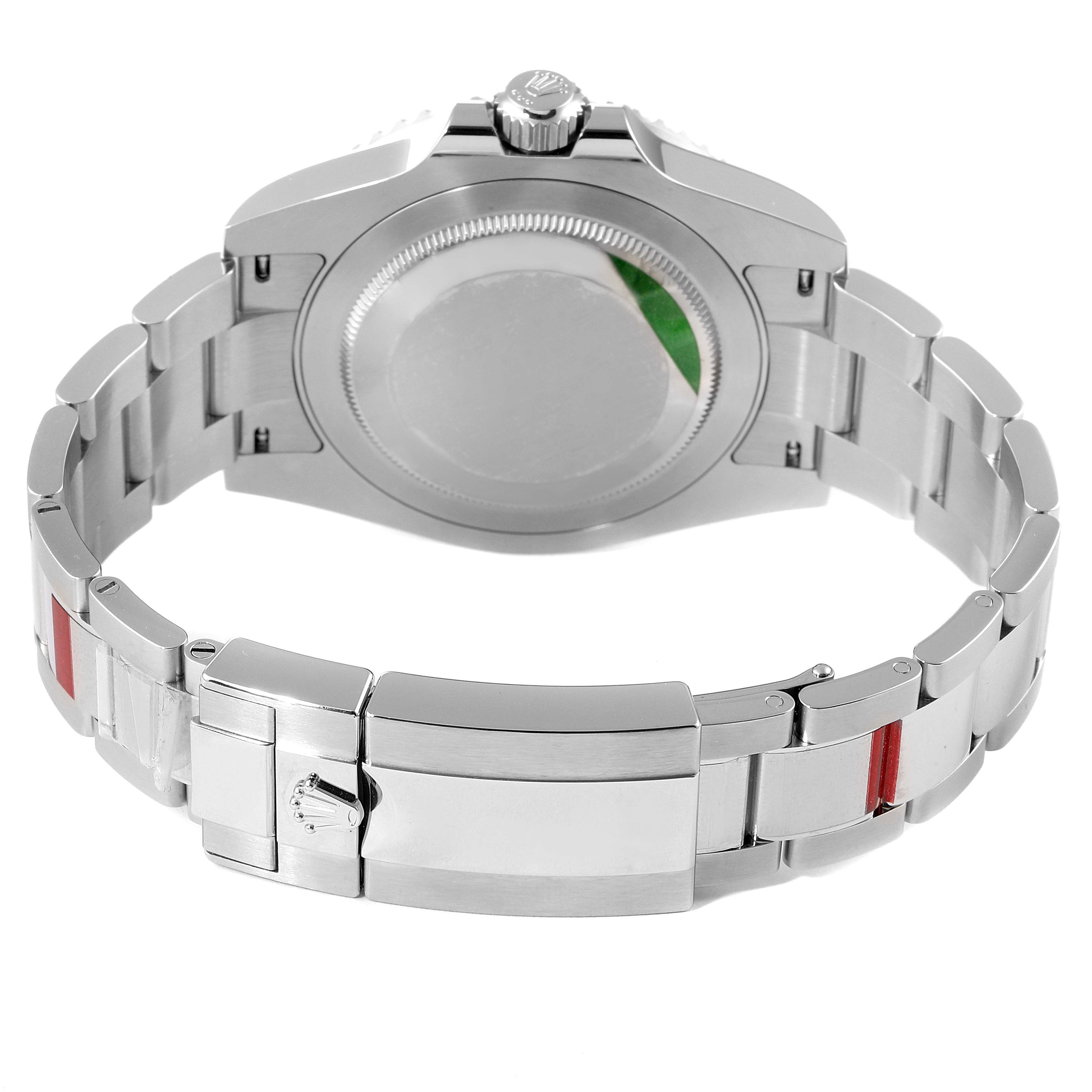 The image shows the back case and clasp of a Rolex GMT-Master 126710 Men
s Stainless Steel Black Dial 126710 Men
s Stainless Steel Black Dial watch from a rear angle.