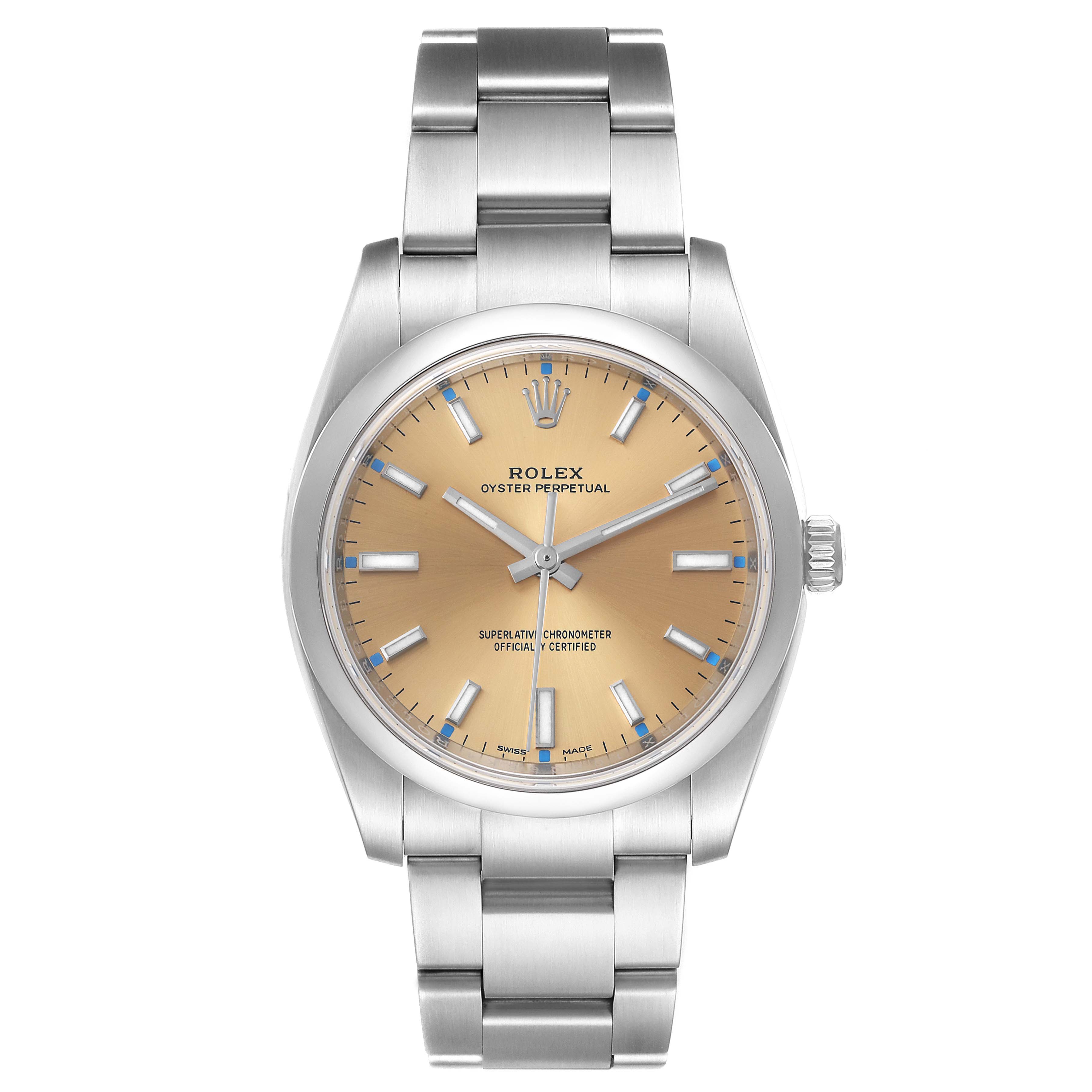 Rolex Oyster Perpetual 34mm White Grape Dial Steel Mens Watch 114200 ...
