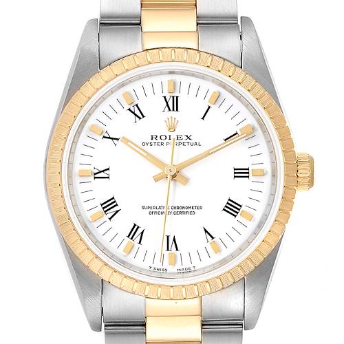 Photo of Rolex Oyster Perpetual White Dial Steel Yellow Gold Mens Watch 14203