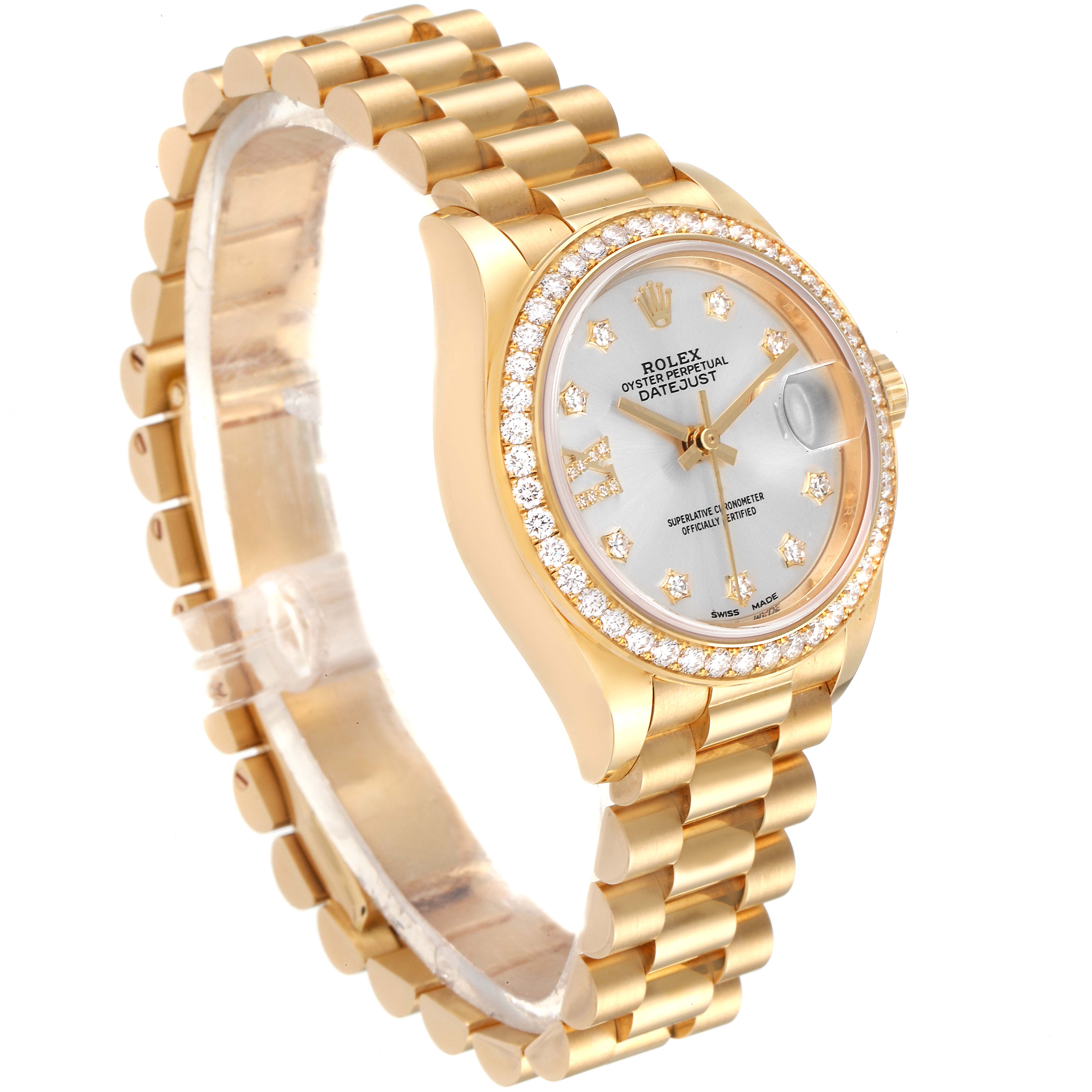 Rolex President Ladies 18k Yellow Gold Diamond Ladies Watch 279138 Box ...